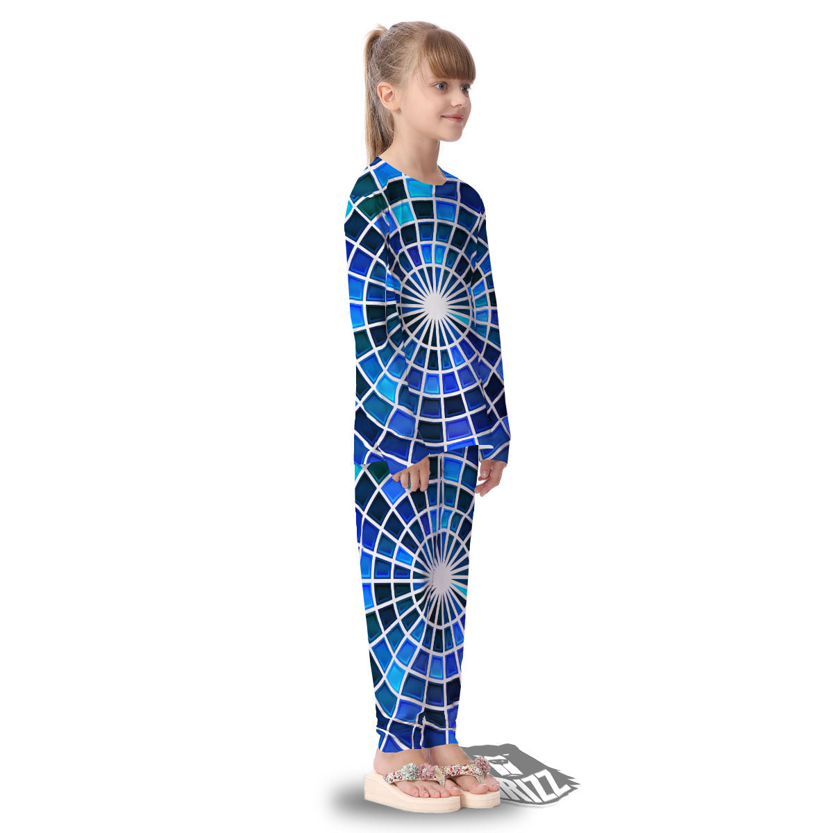 Spider Web Stained Mosaic Print Kid's Pajamas-grizzshop