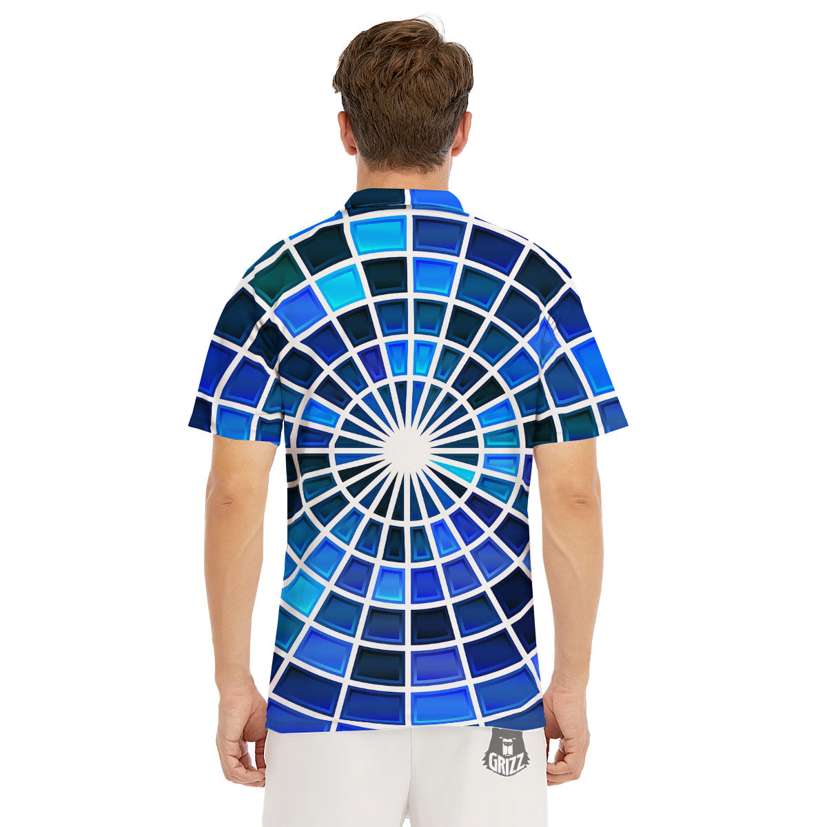 Spider Web Stained Mosaic Print Men's Golf Shirts-grizzshop