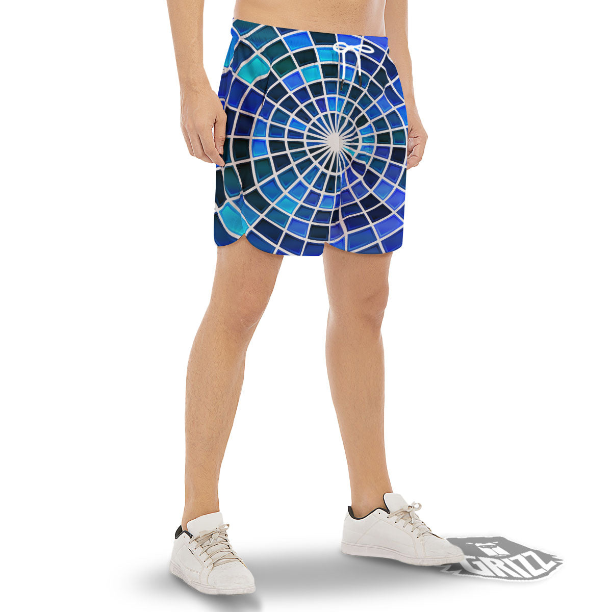 Spider Web Stained Mosaic Print Men's Gym Shorts-grizzshop