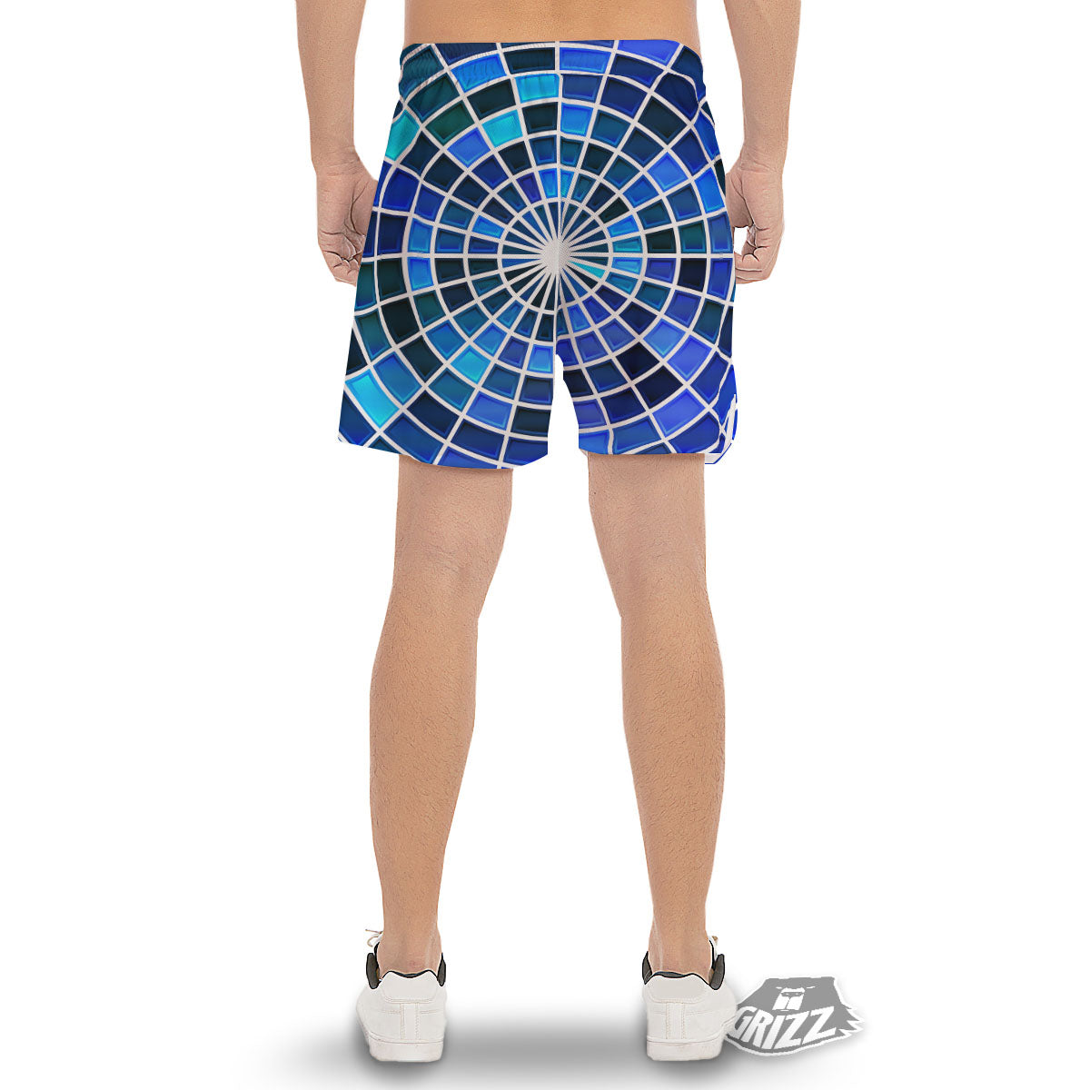 Spider Web Stained Mosaic Print Men's Gym Shorts-grizzshop