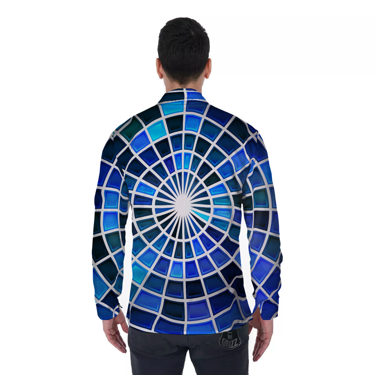 Spider Web Stained Mosaic Print Men's Long Sleeve Shirts-grizzshop