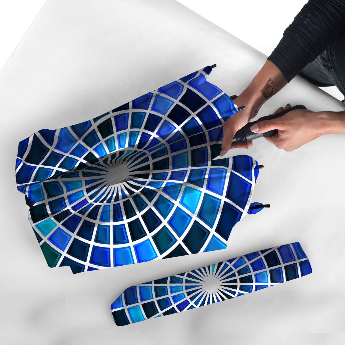 Spider Web Stained Mosaic Print Umbrella-grizzshop