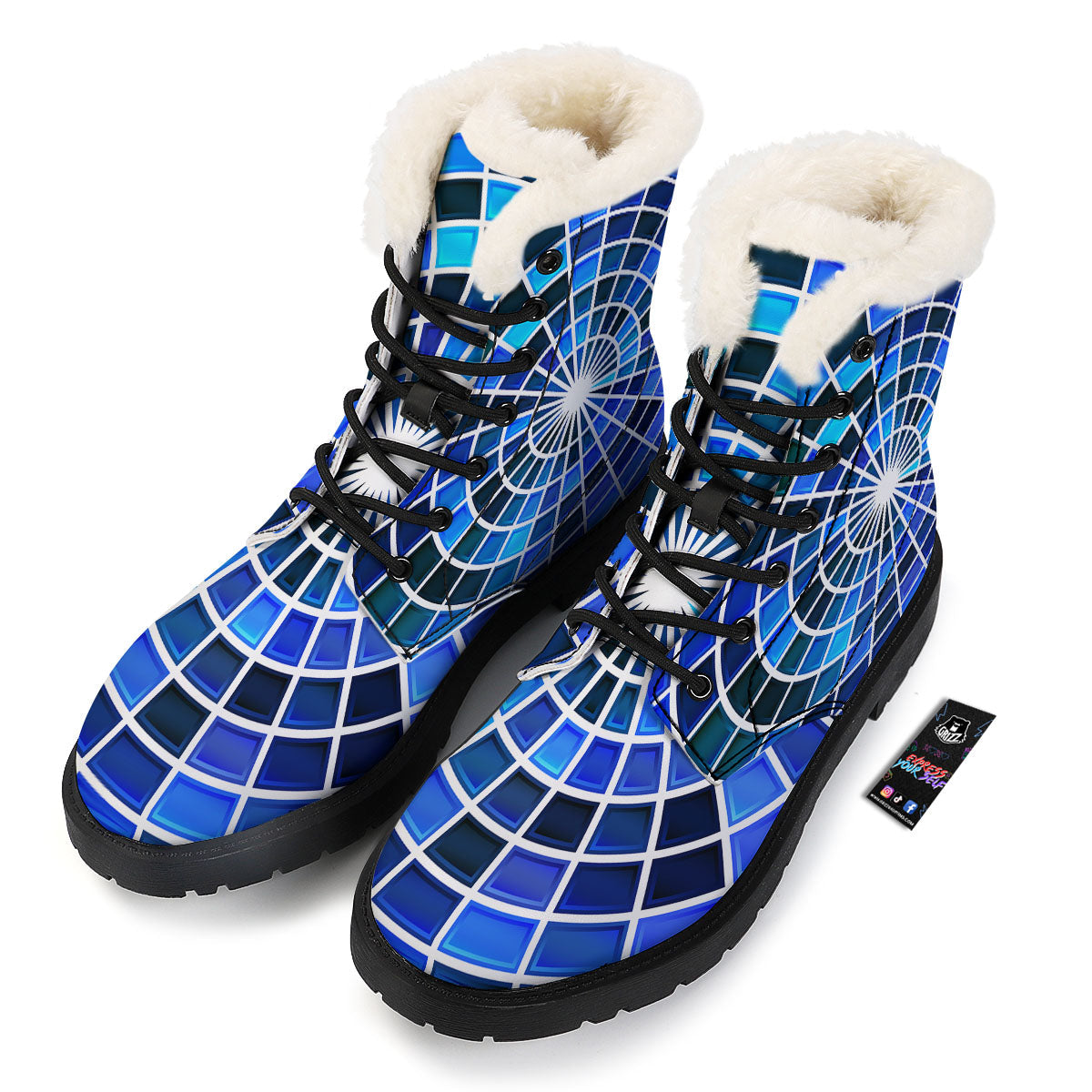 Spider Web Stained Mosaic Print Winter Boots-grizzshop