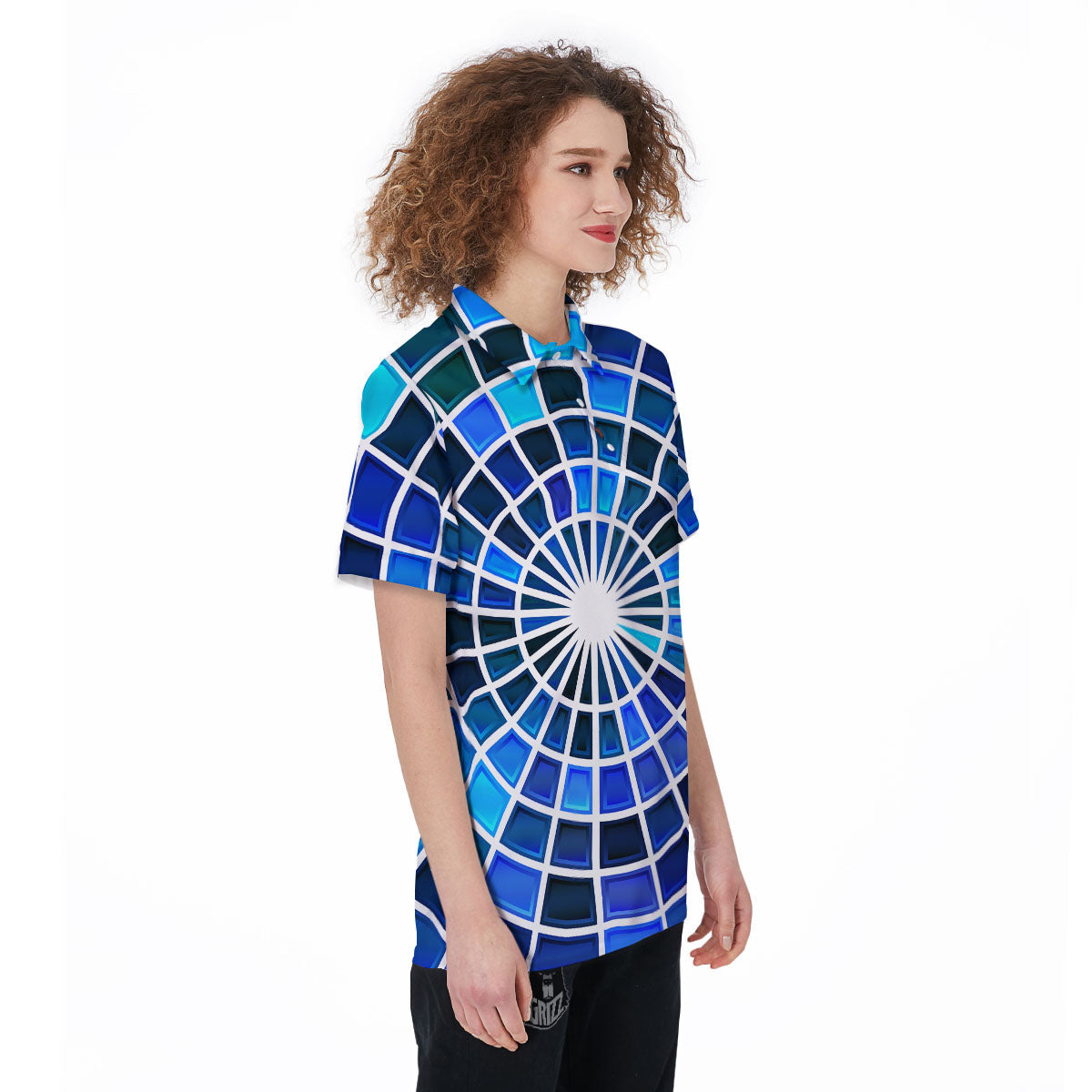 Spider Web Stained Mosaic Print Women's Golf Shirts-grizzshop