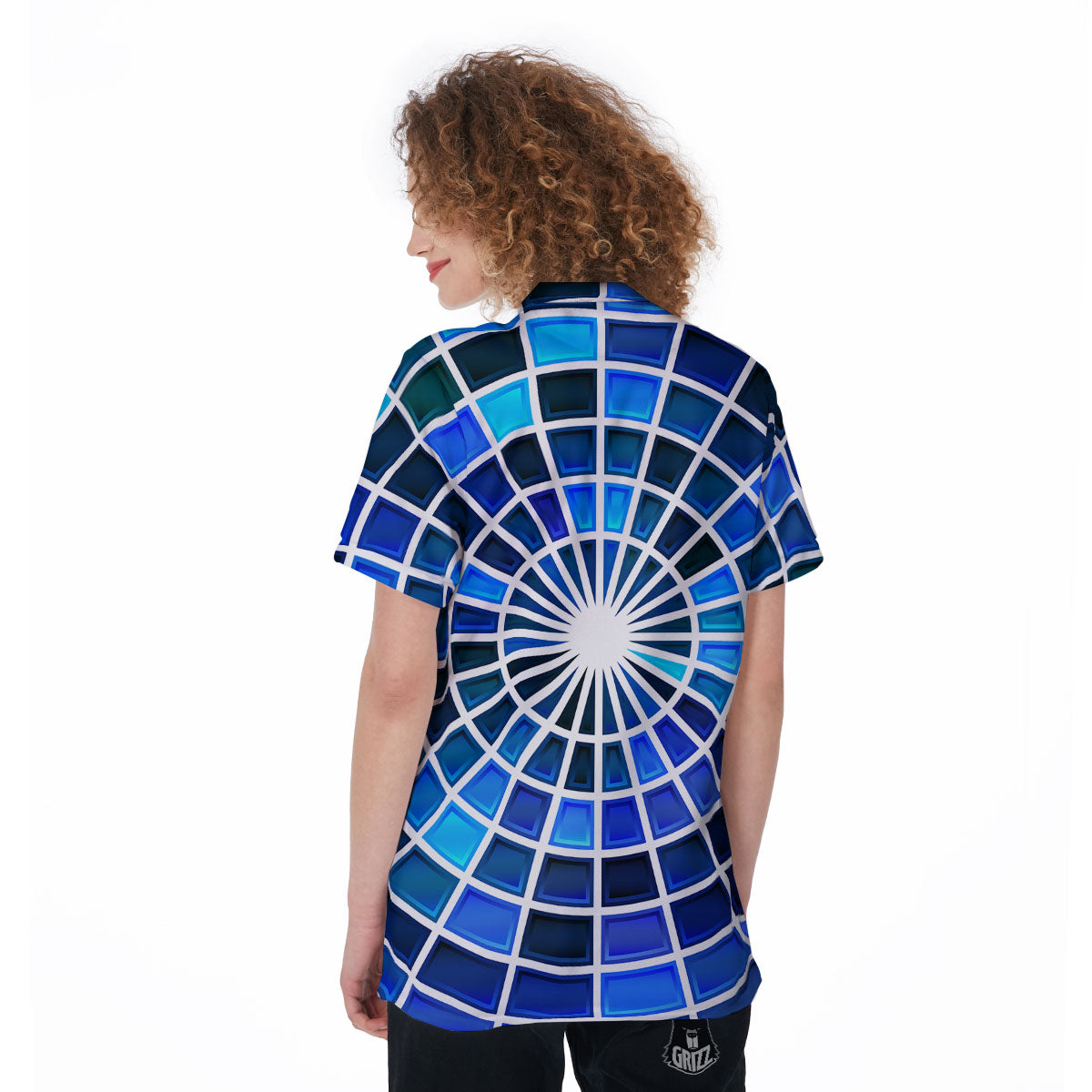 Spider Web Stained Mosaic Print Women's Golf Shirts-grizzshop