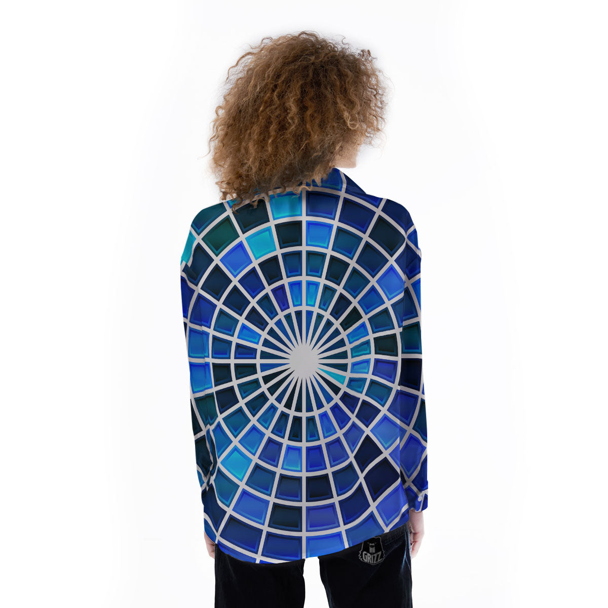 Spider Web Stained Mosaic Print Women's Long Sleeve Shirts-grizzshop