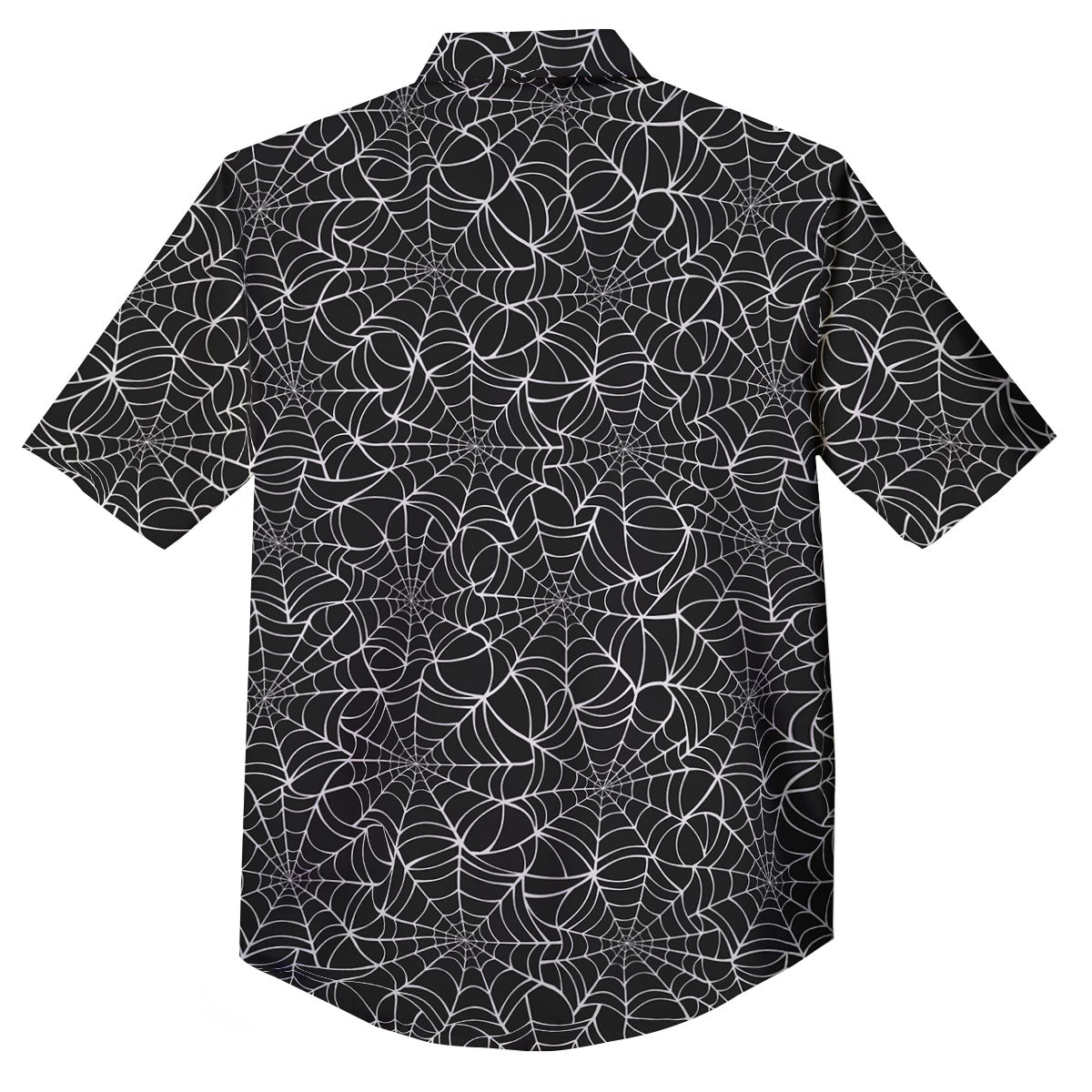 Spider Web White And Black Print Pattern Button Up Shirt-grizzshop