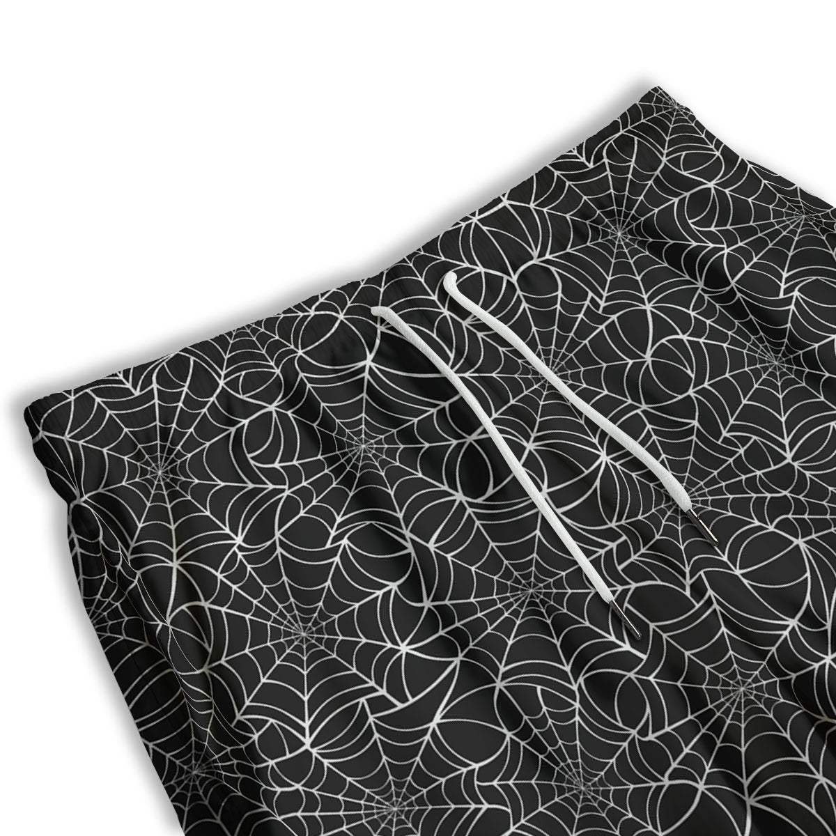 Spider Web White And Black Print Pattern Men's Athletic Shorts