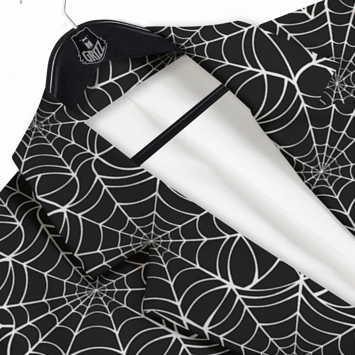 Spider Web White And Black Print Pattern Men's Sport Coat-grizzshop