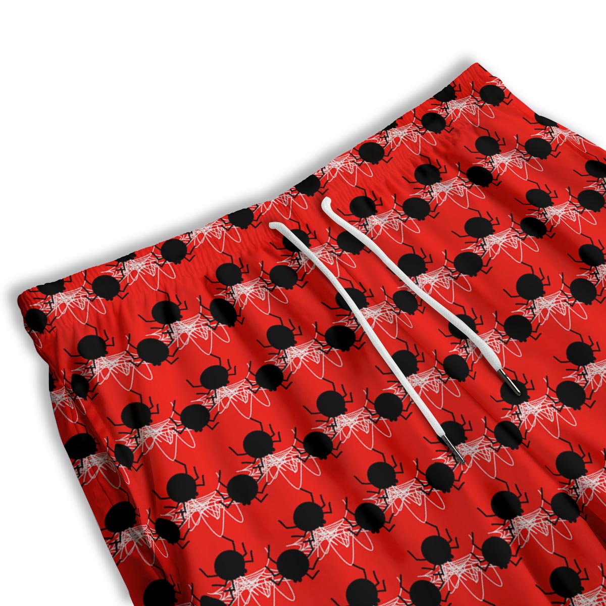Spider Web White And Red Print Pattern Men's Athletic Shorts