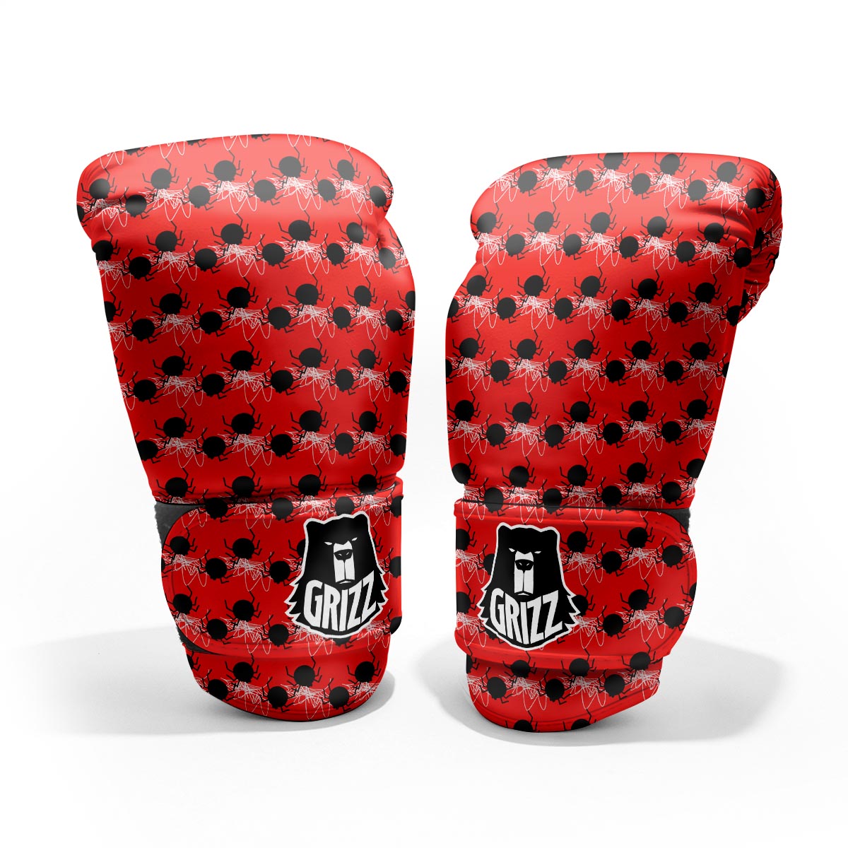 Spider Web White And Red Print Pattern Pro Boxing Glove