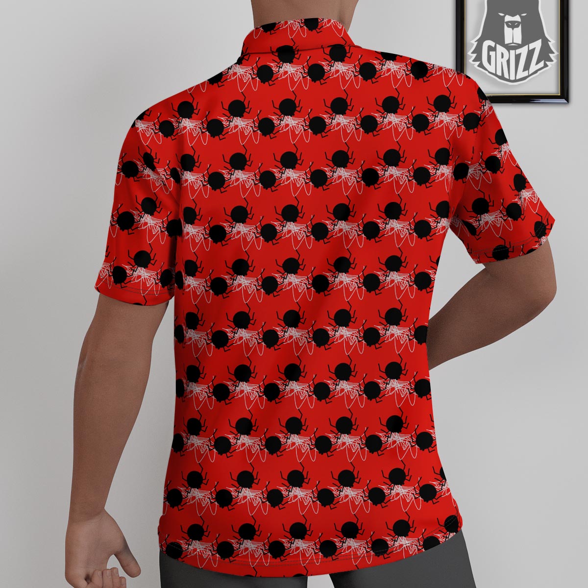 Spider Web White And Red Print Pattern Untucked Shirts-grizzshop