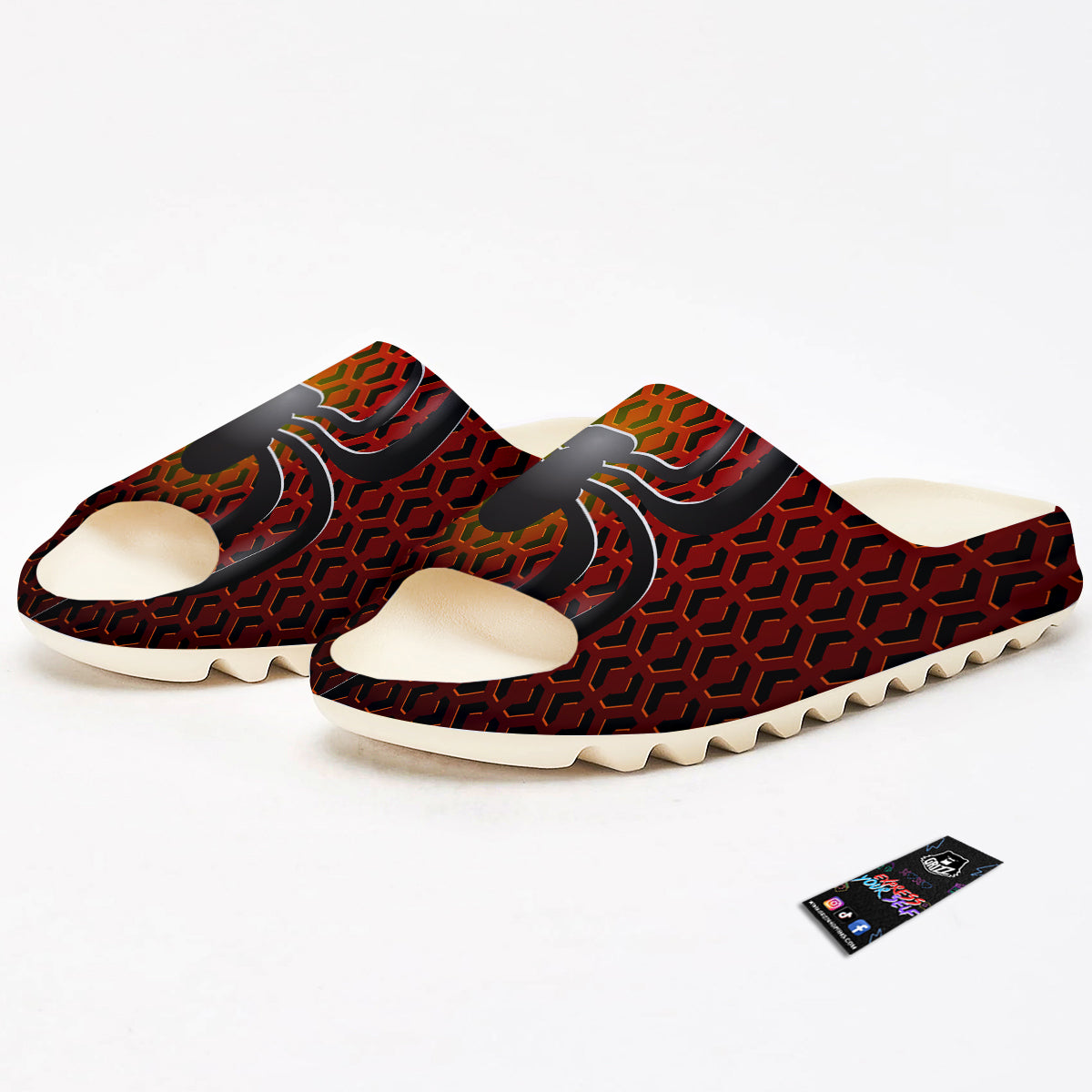 Spider Icon on Red Metal Print Sandals-grizzshop