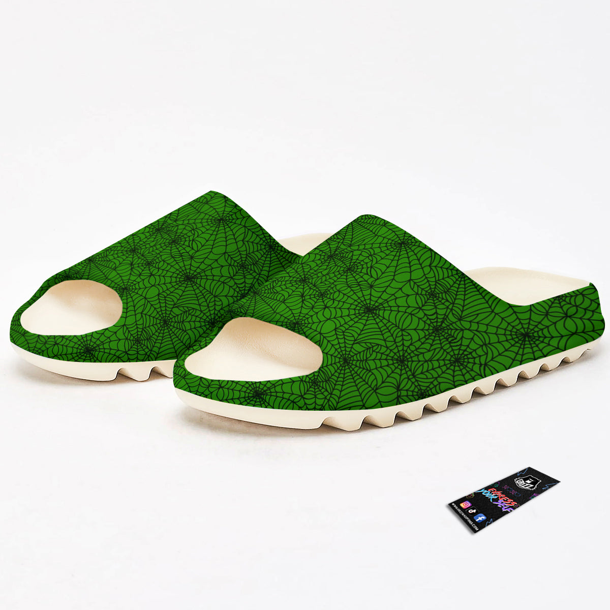Spider Web Green And Black Print Pattern Sandals-grizzshop