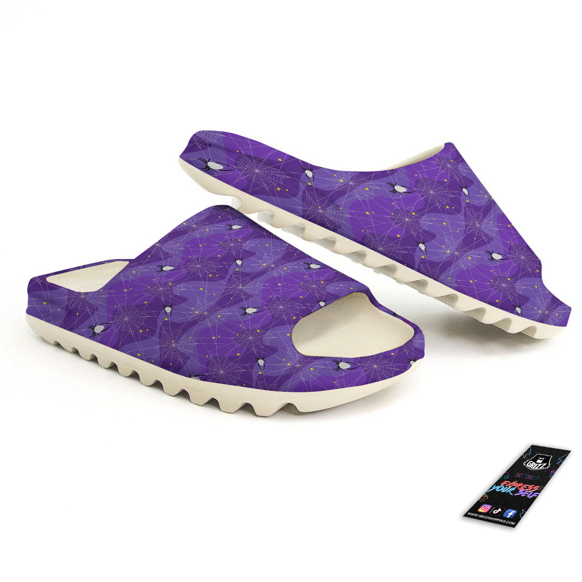 Spider Web Purple Print Pattern Sandals-grizzshop