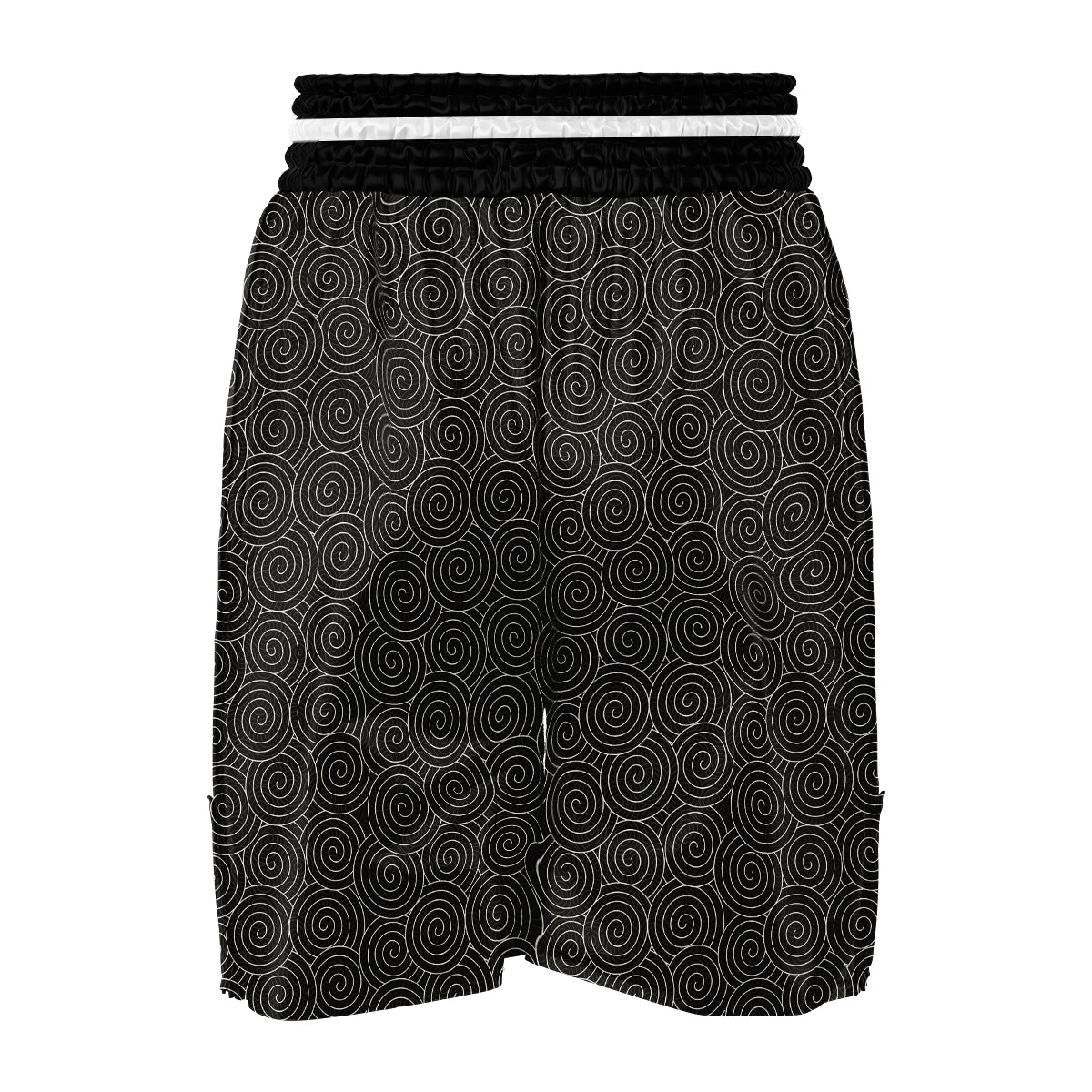 Spiral Black Print Pattern Boxing Shorts-grizzshop