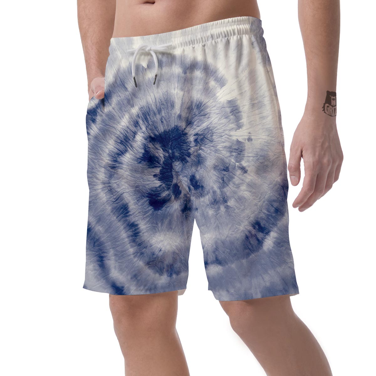 Spiral Blue Swirl Tie Die Men's Shorts-grizzshop
