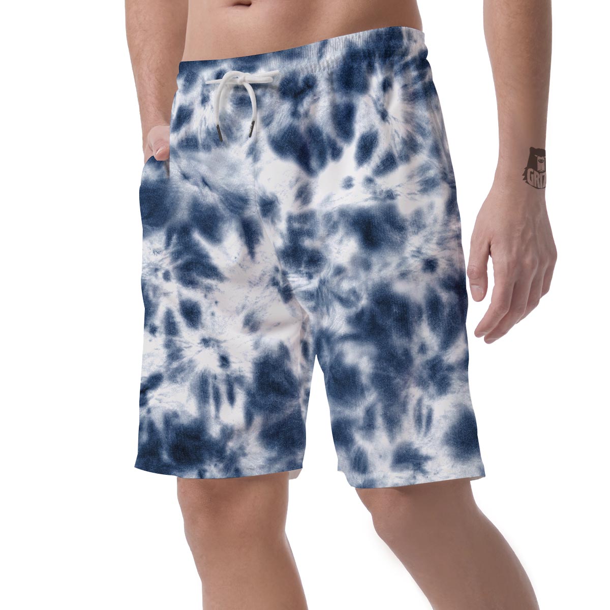 Spiral Blue Tie Dye Men's Shorts-grizzshop
