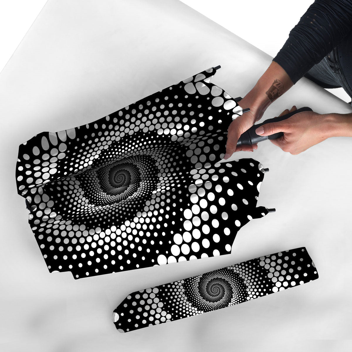 Spiral Dot White And Black Print Umbrella-grizzshop