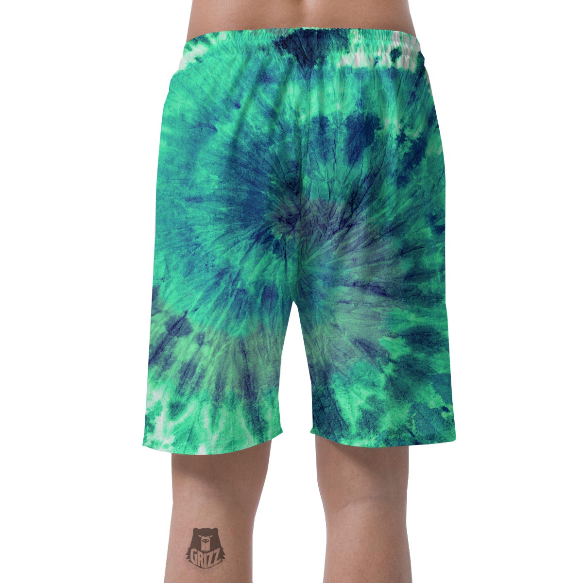 Spiral Green Tie Dye Men's Shorts-grizzshop