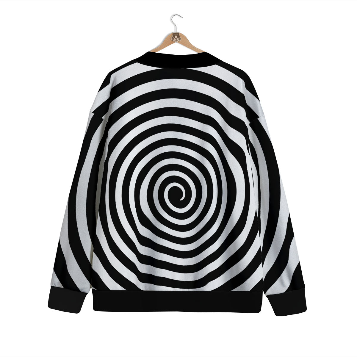 Spiral Illusion White And Black Print Cardigan-grizzshop