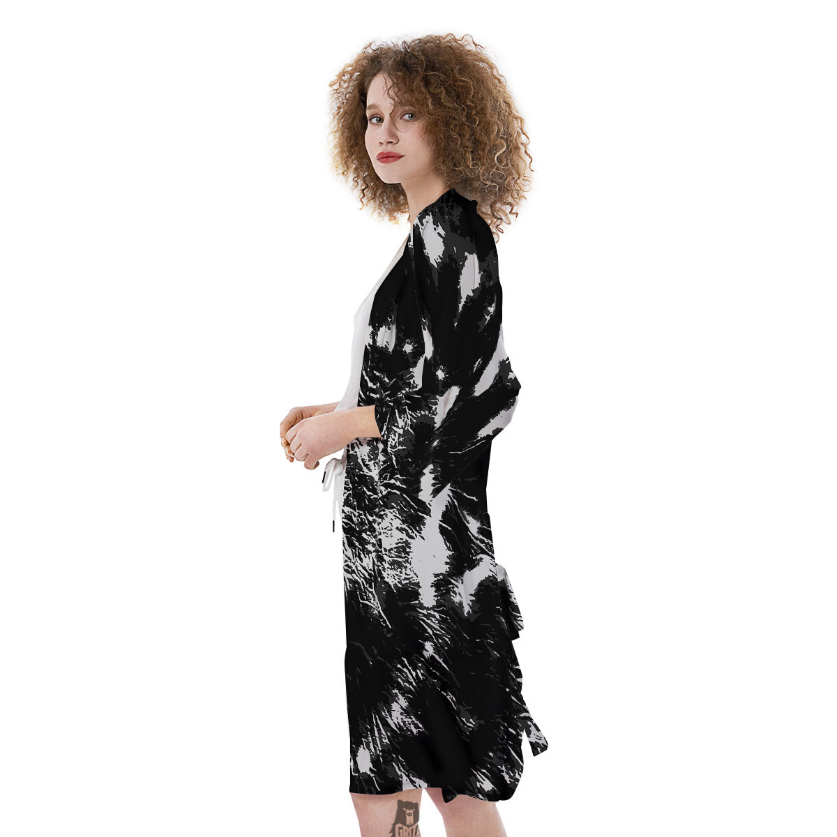 Spiral Tie Dye Black Backed Print Kimono-grizzshop