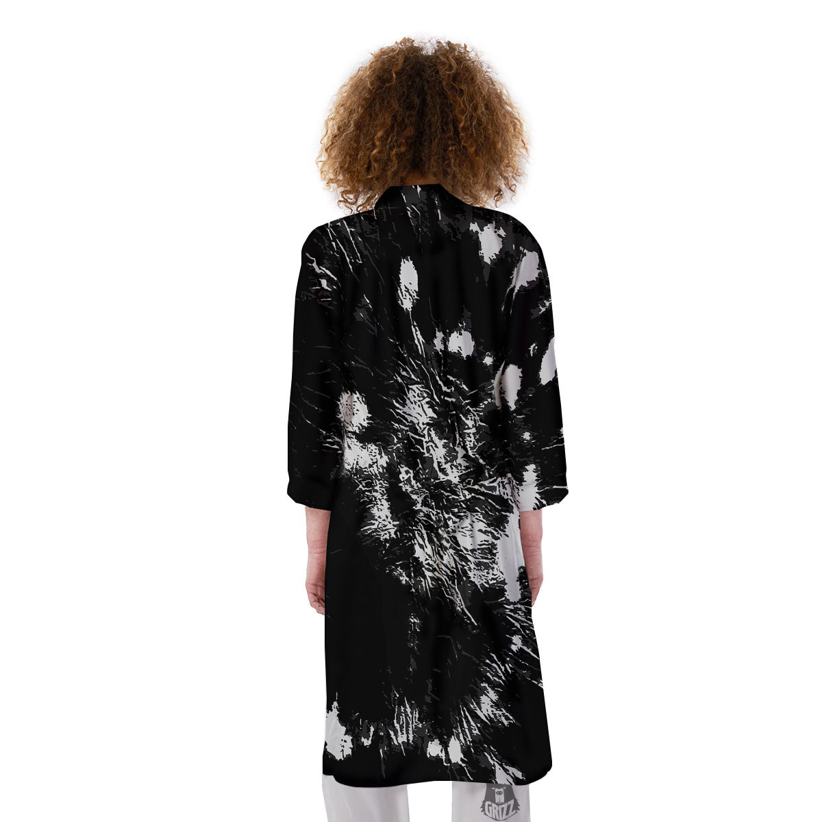 Spiral Tie Dye Black Backed Print Kimono-grizzshop