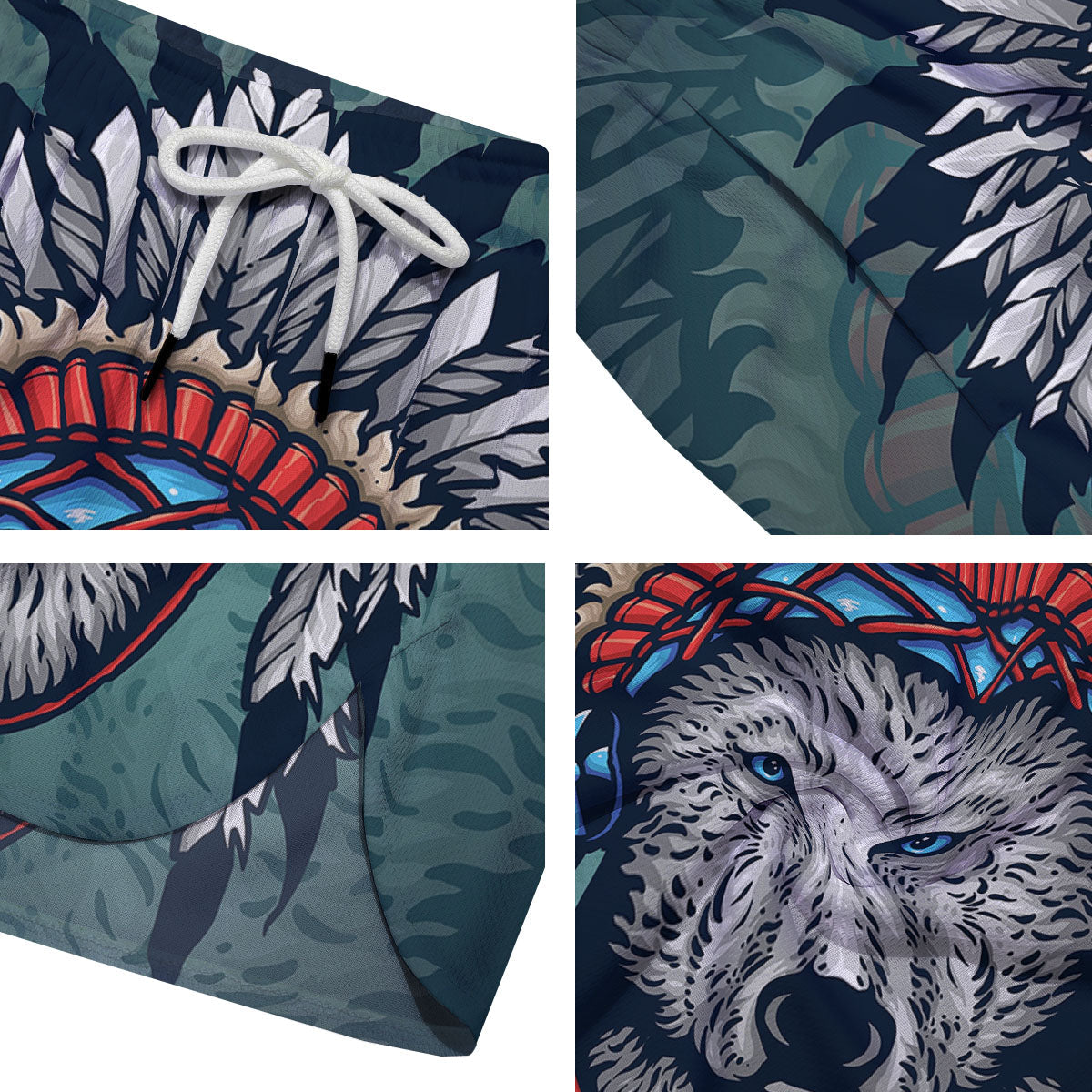 Spirit Animal Native American Wolf Print Men's Running Shorts-grizzshop