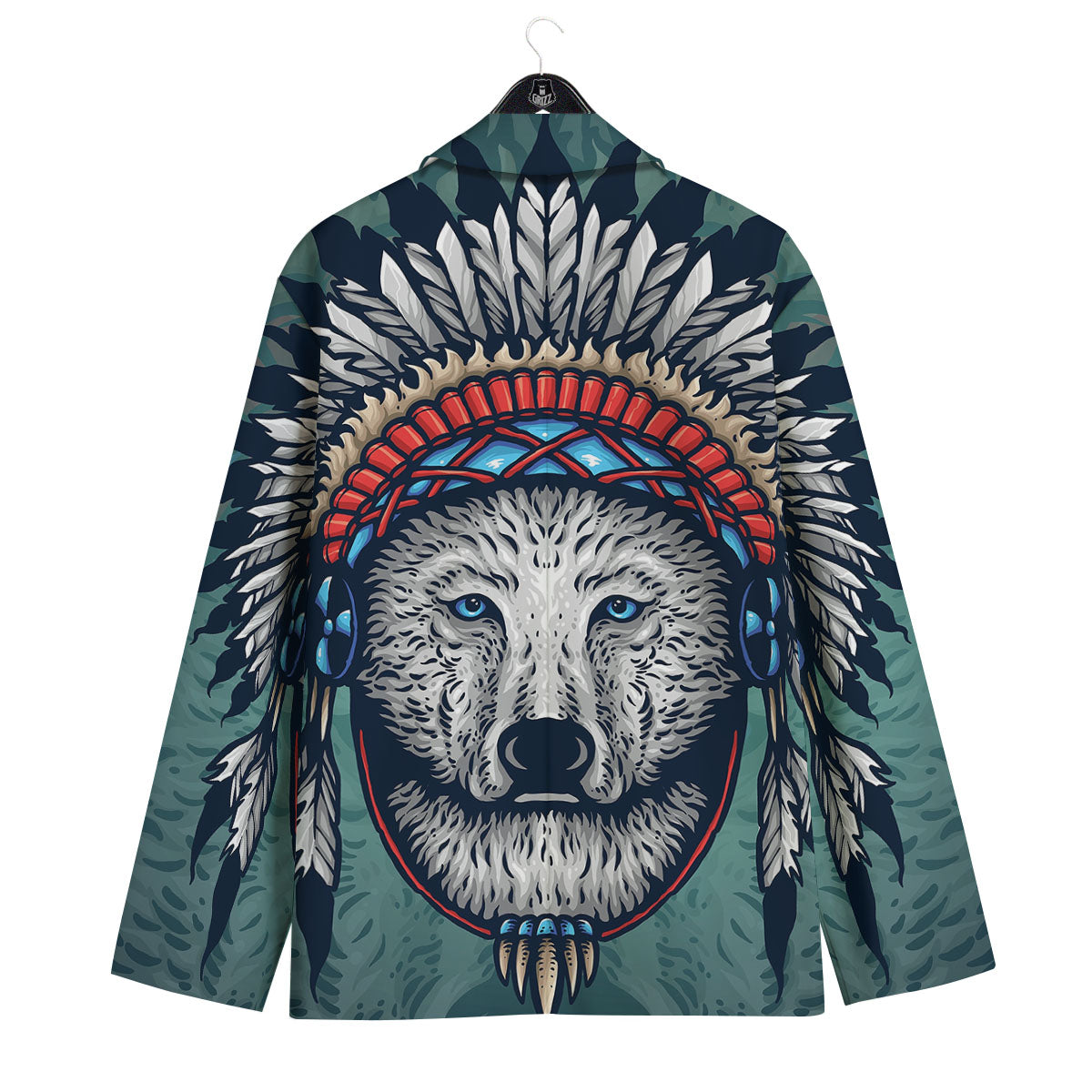 Spirit Animal Native American Wolf Print Men's Sport Coat-grizzshop