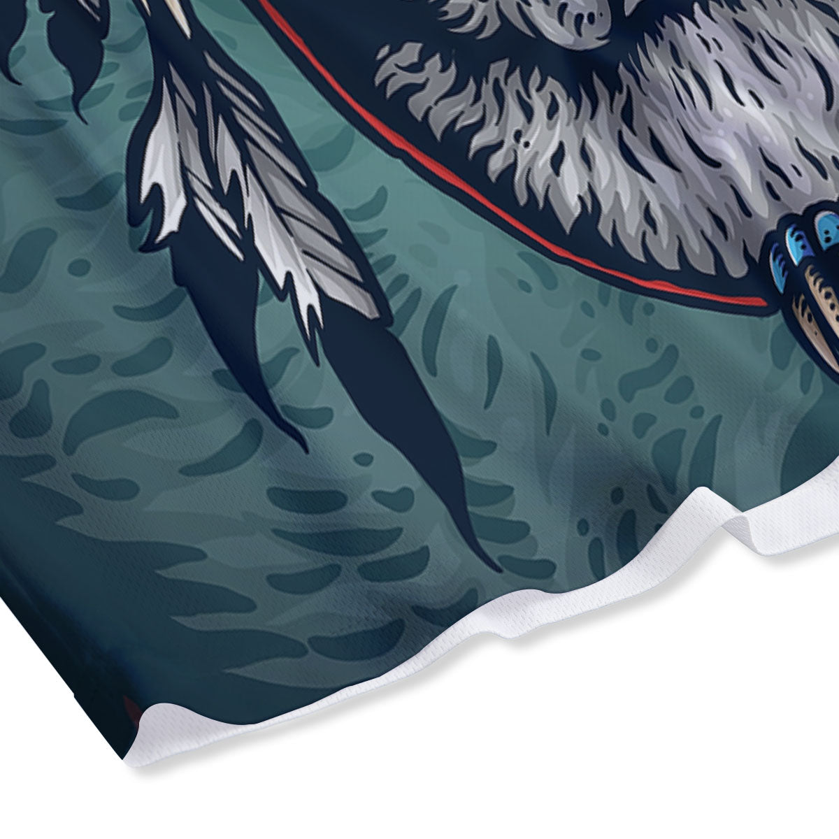 Spirit Animal Native American Wolf Print Mesh Shorts