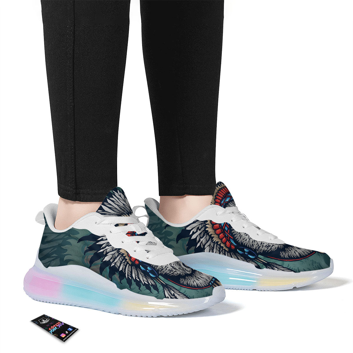 Spirit Animal Native American Wolf Print Running Sneakers-grizzshop