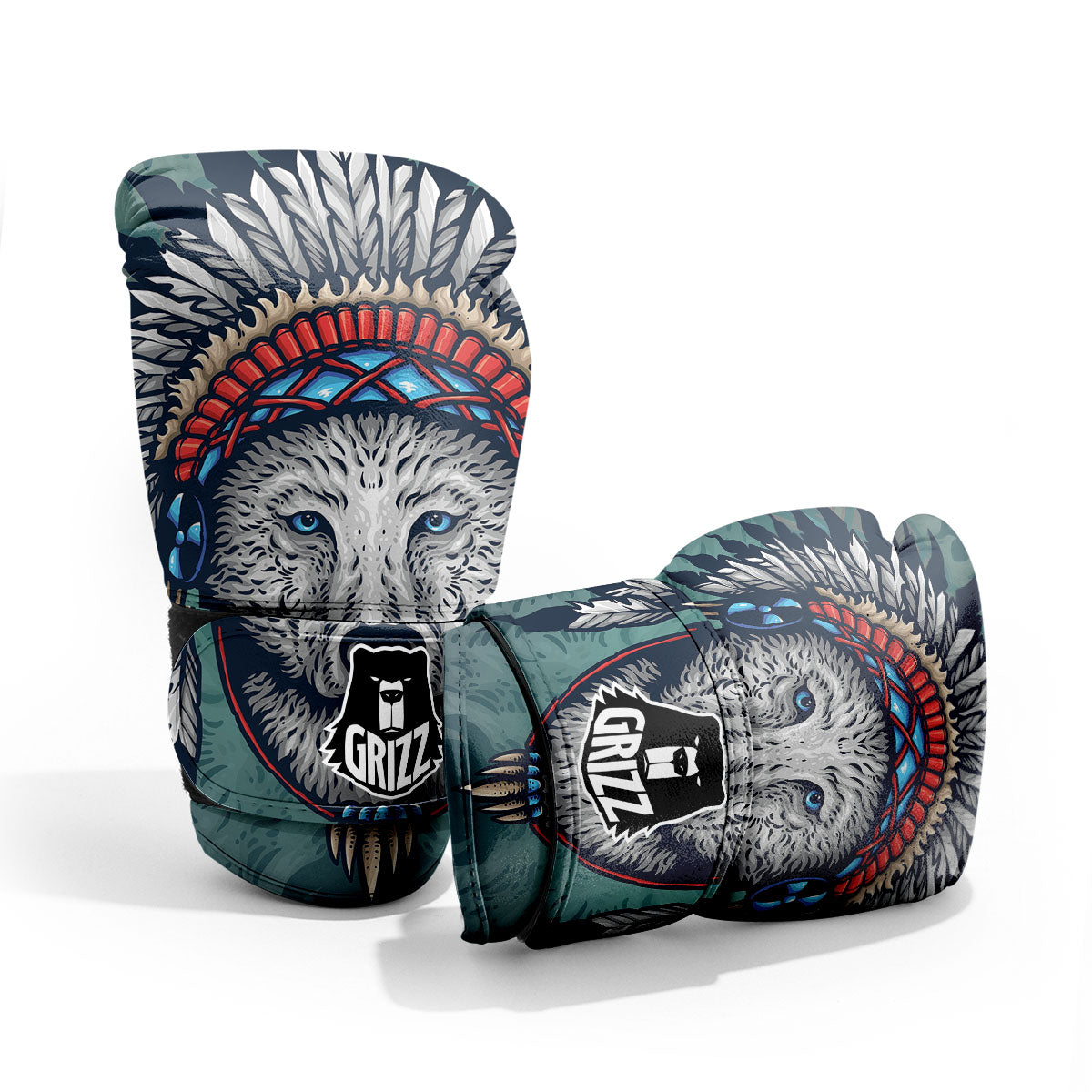 Spirit Animal Native American Wolf Print Pro Boxing Glove