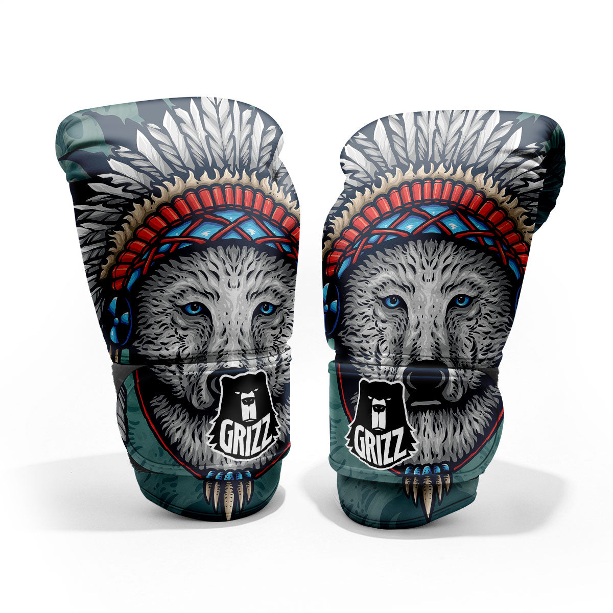 Spirit Animal Native American Wolf Print Pro Boxing Glove
