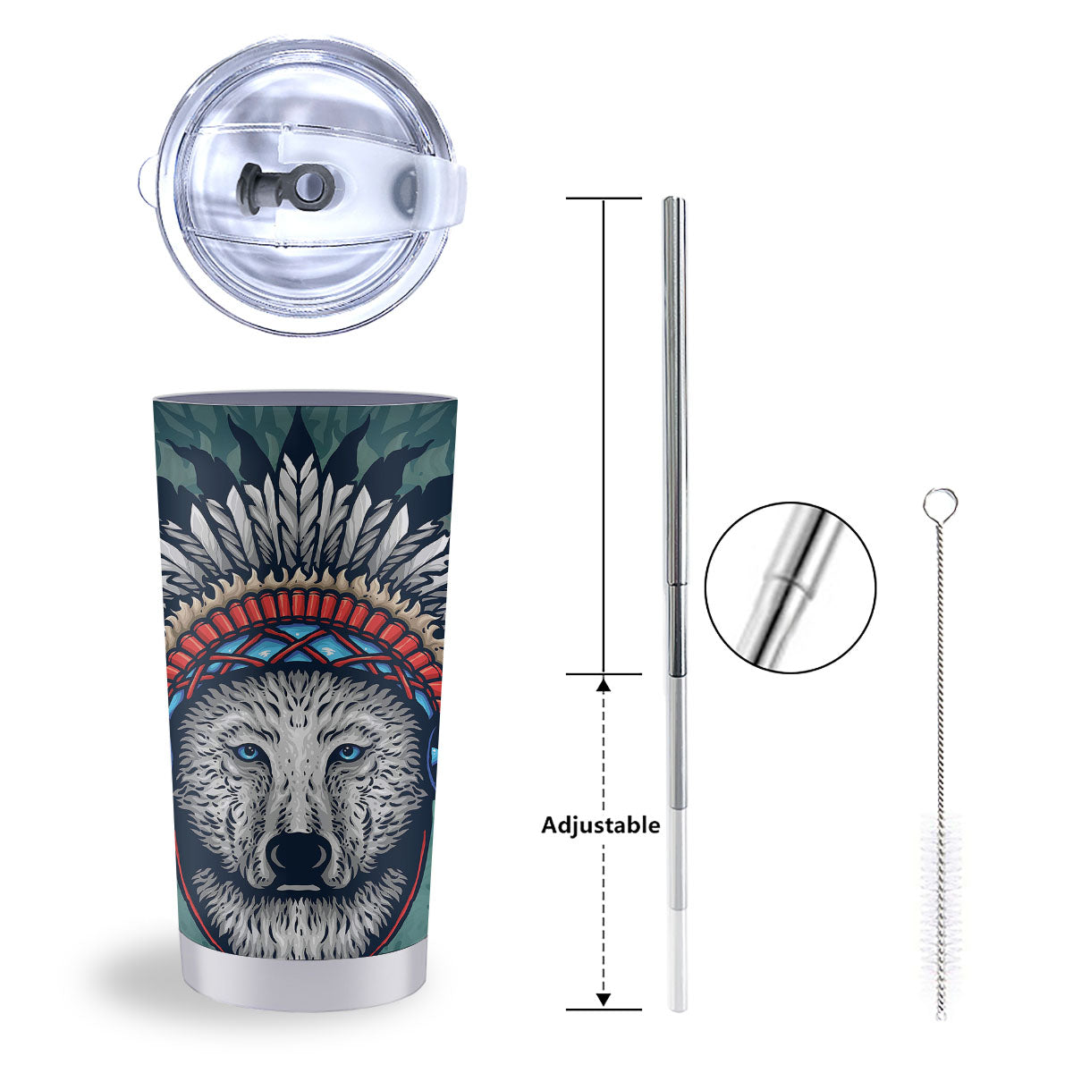Spirit Animal Native American Wolf Print Tumbler-grizzshop