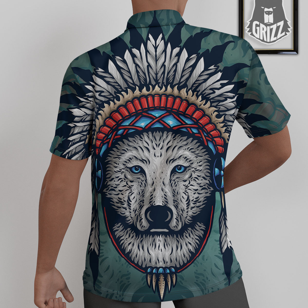 Spirit Animal Native American Wolf Print Untucked Shirts-grizzshop