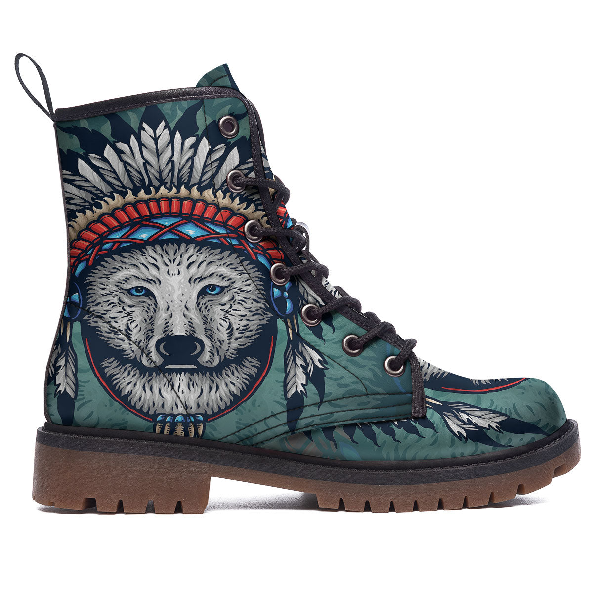 Spirit Animal Native American Wolf Print Work Boots-grizzshop