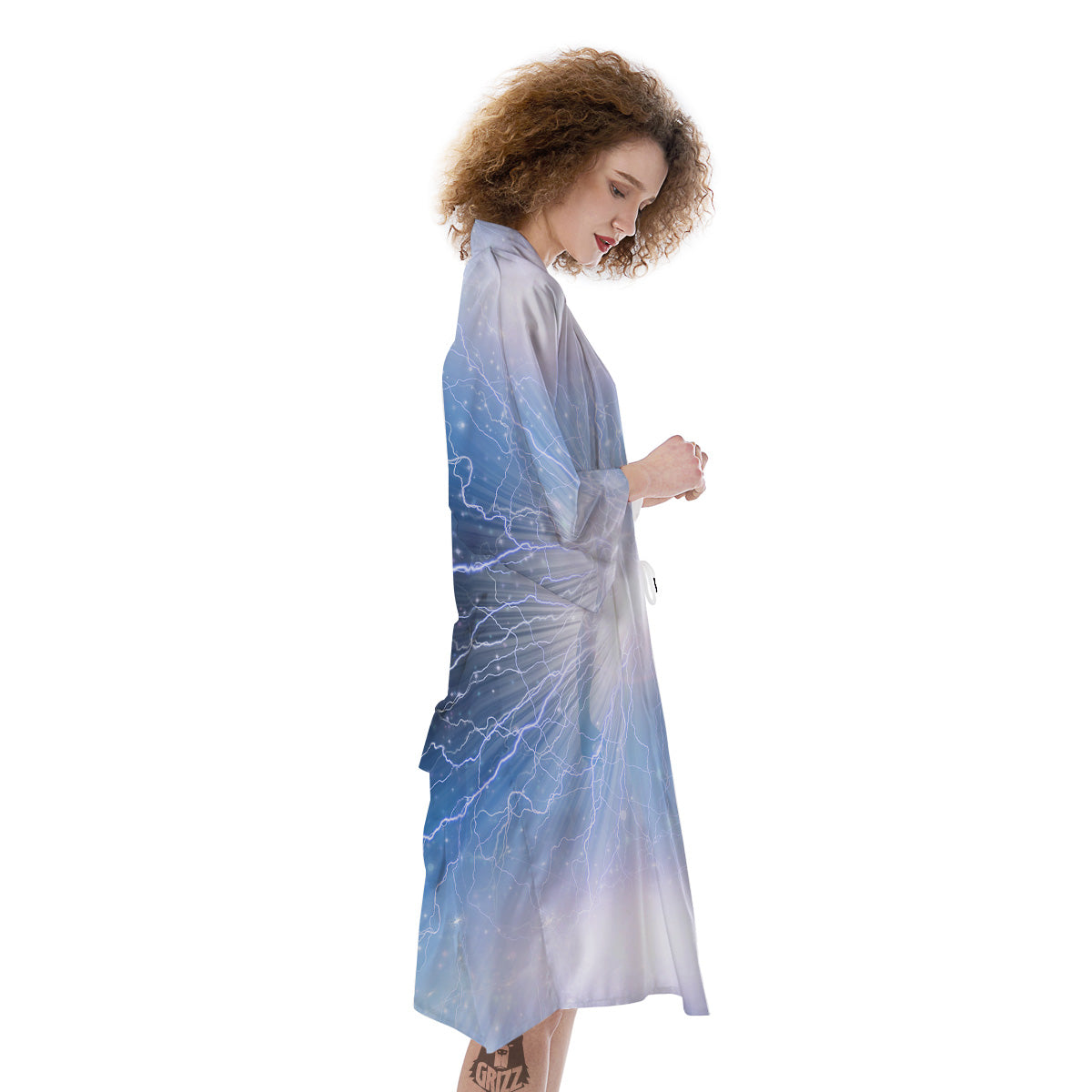 Spirit Blue Abstract Print Kimono-grizzshop