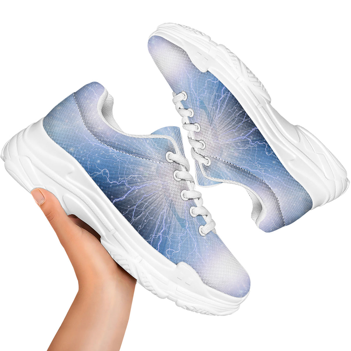 Spirit Blue Abstract Print White Chunky Shoes-grizzshop