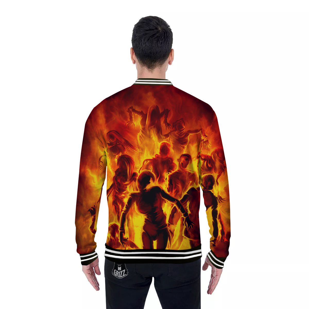Spirit In Fire Hell Print Baseball Jacket-grizzshop