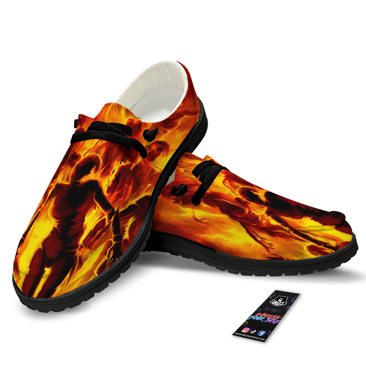 Spirit In Fire Hell Print Black Loafers-grizzshop