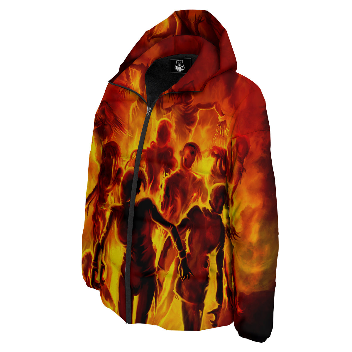 Spirit In Fire Hell Print Down Jacket-grizzshop