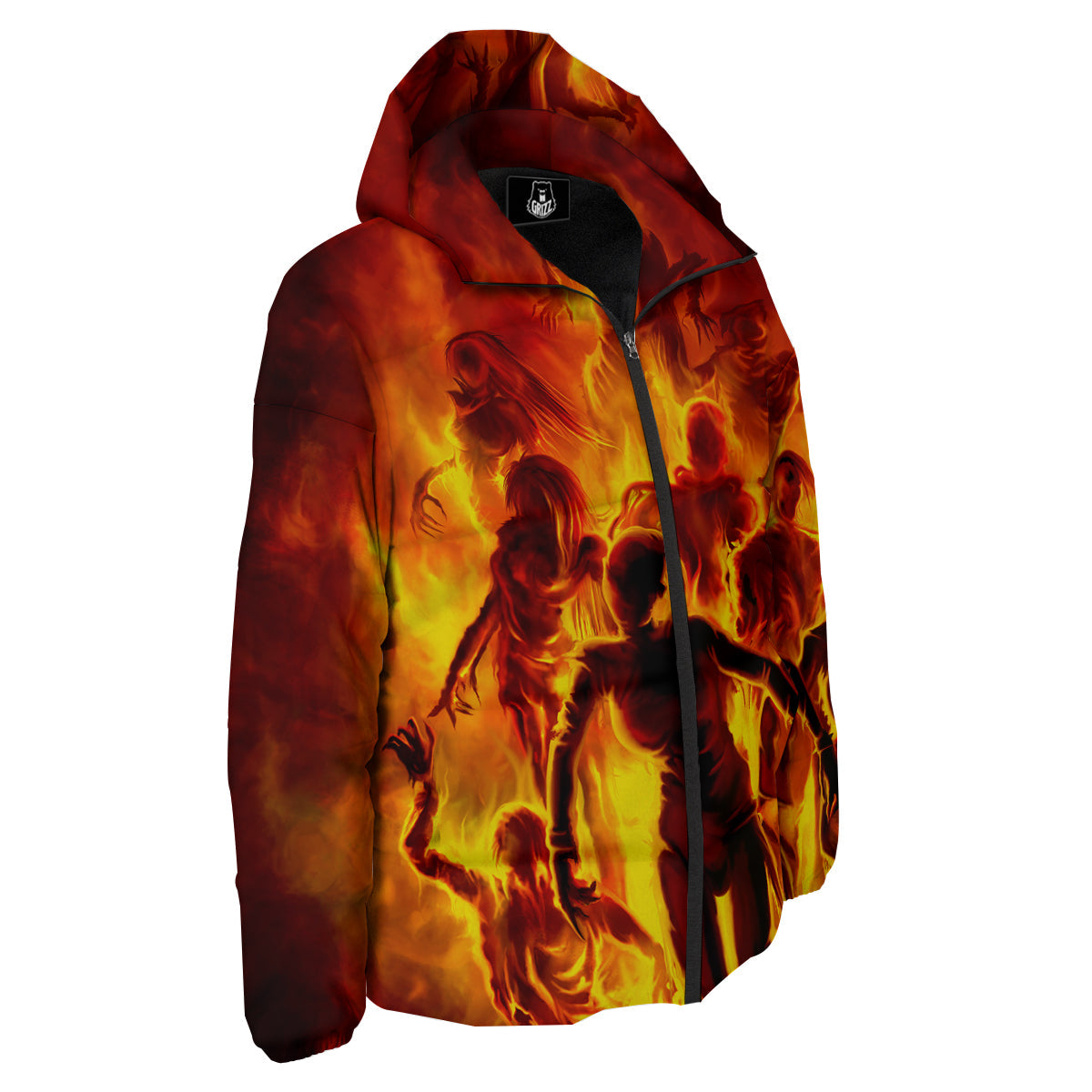 Spirit In Fire Hell Print Down Jacket-grizzshop