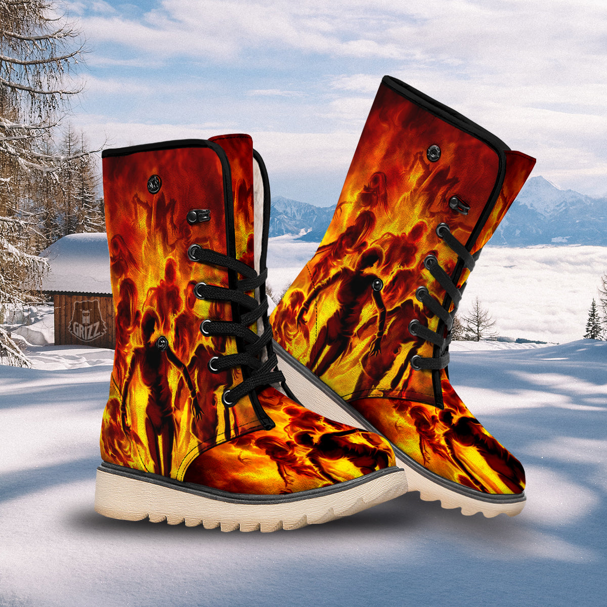 Spirit In Fire Hell Print Snow Boots-grizzshop