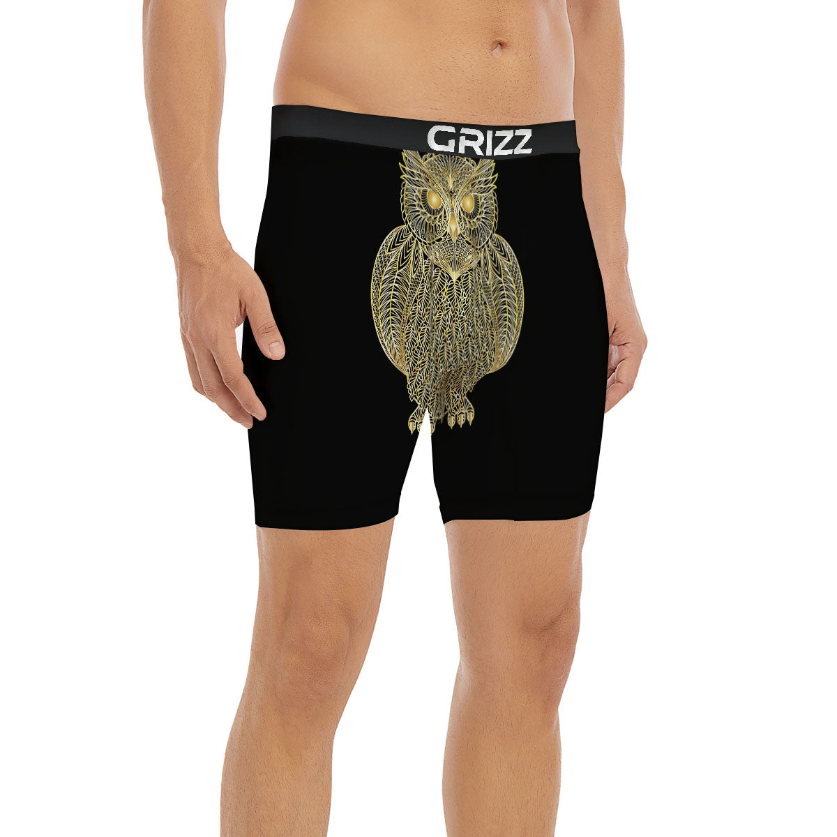 Spirit Owl Gold Print Boxer Briefs-grizzshop