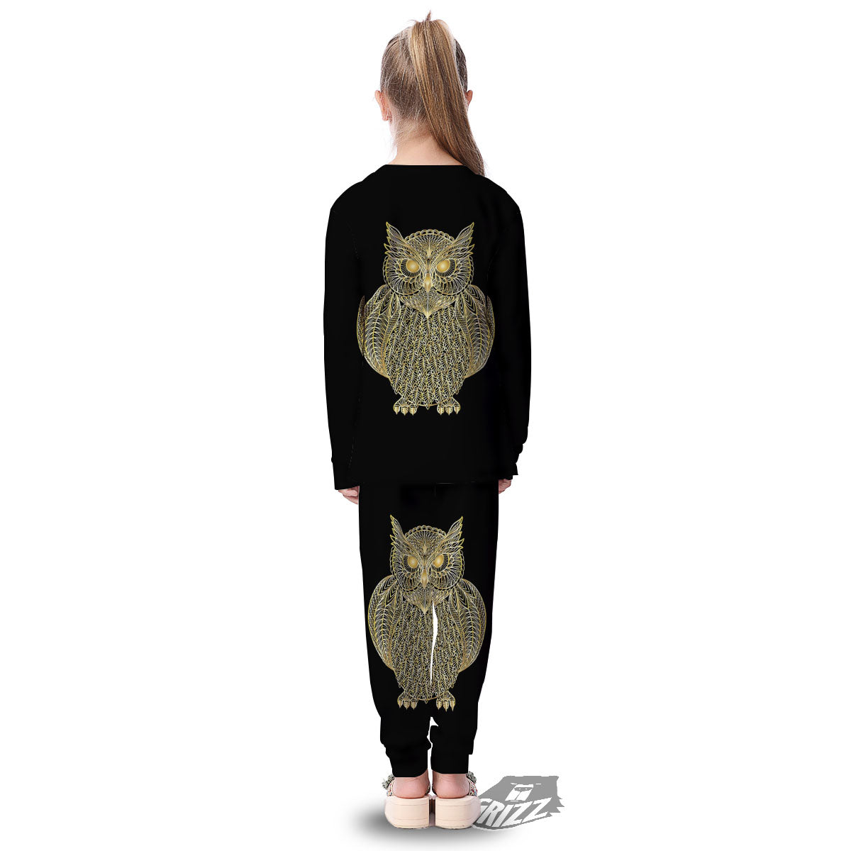 Spirit Owl Gold Print Kid's Pajamas-grizzshop