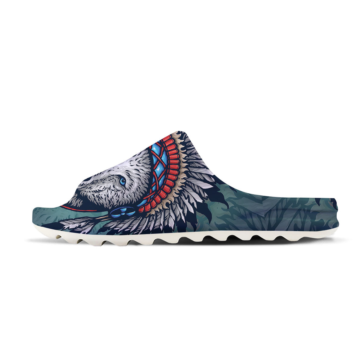 Spirit Animal Native American Wolf Print Sandals-grizzshop