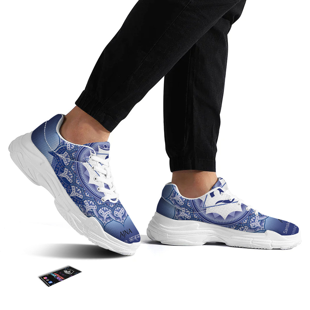 Spiritual Ajna Chakra Print White Chunky Shoes-grizzshop