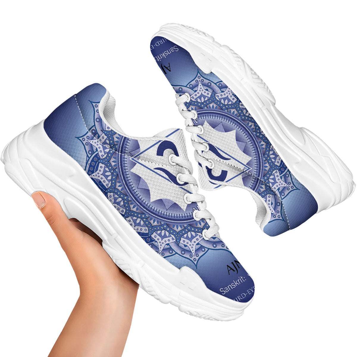 Spiritual Ajna Chakra Print White Chunky Shoes-grizzshop
