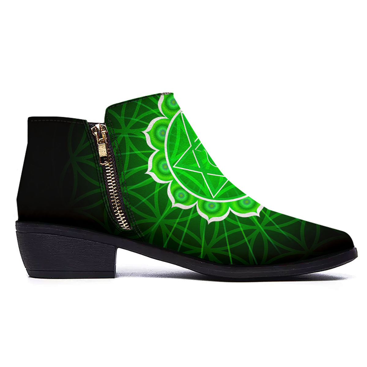 Spiritual Anahata Chakra Print Ankle Boots-grizzshop