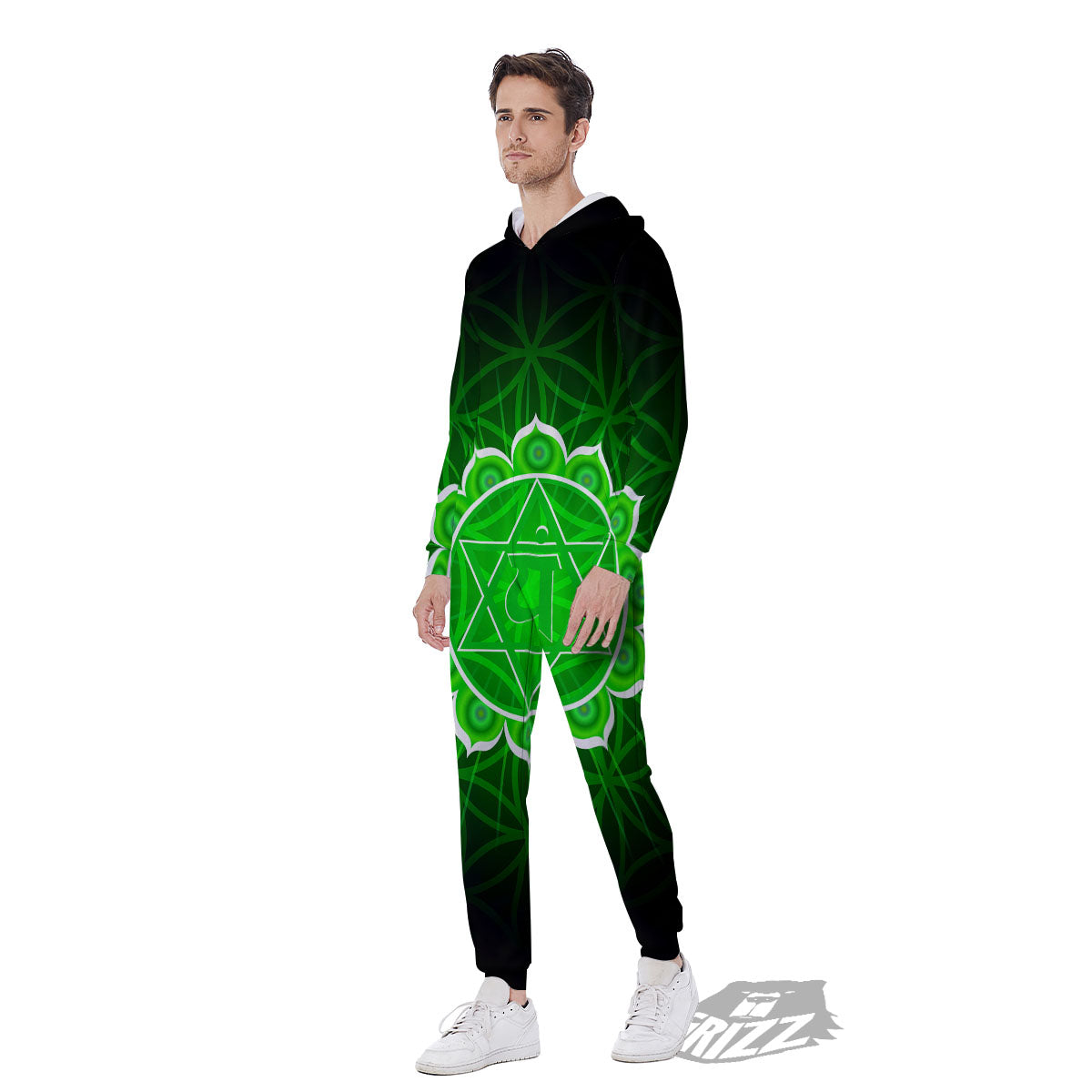 Spiritual Anahata Chakra Print Men's Jumpsuit-grizzshop